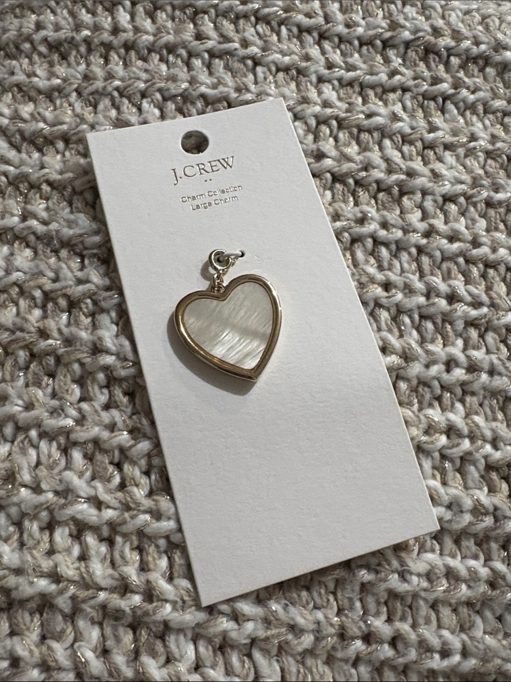 J. Crew Gold Heart Large Charm/Pendant with White Mother-of-Pearl Inlay